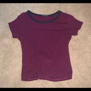 Brandy Melville maroon/blue striped short sleeve